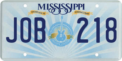 MS license plate JOB218