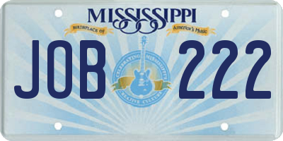 MS license plate JOB222