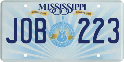 MS license plate JOB223