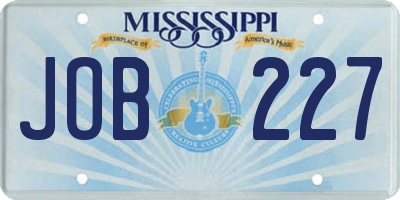 MS license plate JOB227