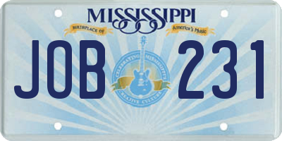 MS license plate JOB231