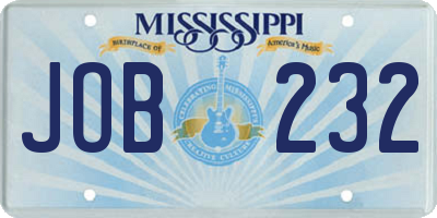 MS license plate JOB232