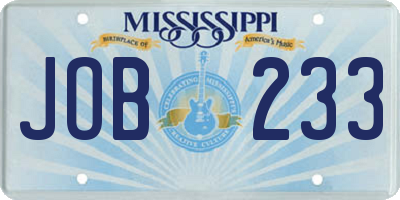 MS license plate JOB233
