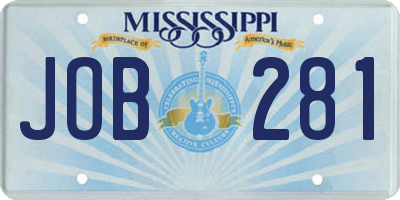 MS license plate JOB281