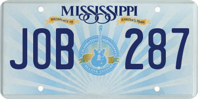 MS license plate JOB287
