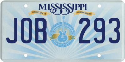 MS license plate JOB293