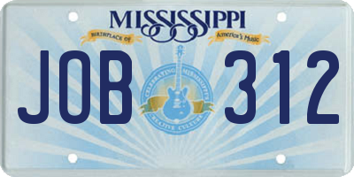 MS license plate JOB312