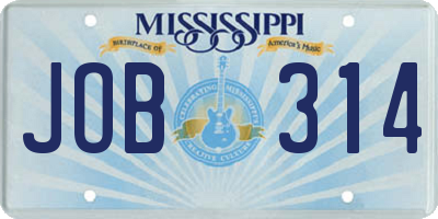 MS license plate JOB314