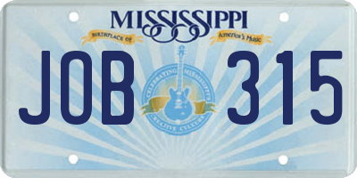 MS license plate JOB315