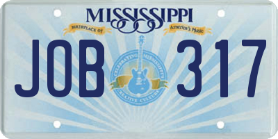 MS license plate JOB317
