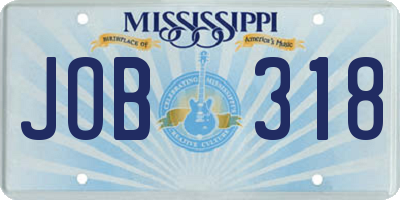 MS license plate JOB318