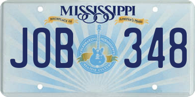 MS license plate JOB348