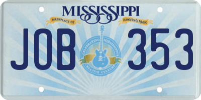 MS license plate JOB353
