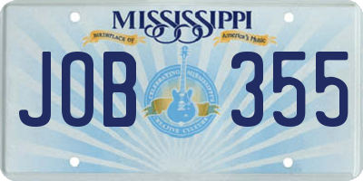MS license plate JOB355