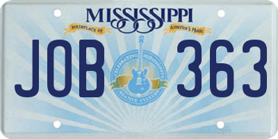 MS license plate JOB363