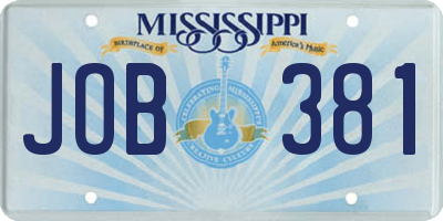MS license plate JOB381
