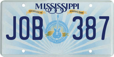 MS license plate JOB387