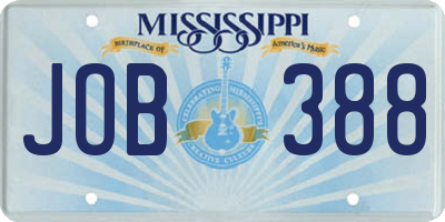 MS license plate JOB388