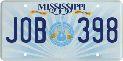 MS license plate JOB398