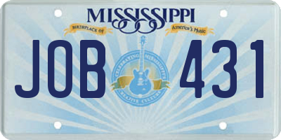 MS license plate JOB431