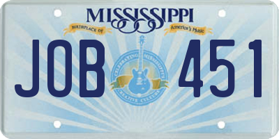 MS license plate JOB451