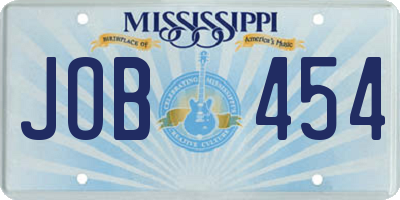 MS license plate JOB454