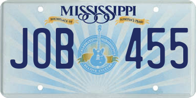 MS license plate JOB455