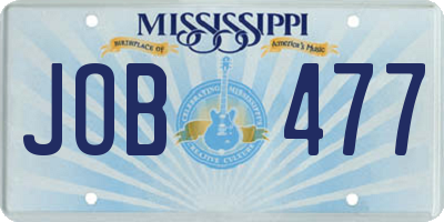 MS license plate JOB477