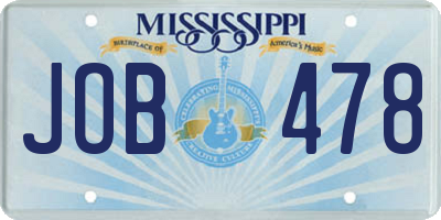 MS license plate JOB478