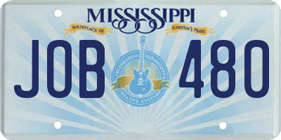 MS license plate JOB480