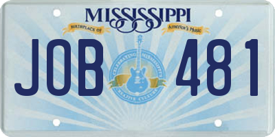 MS license plate JOB481