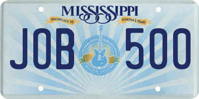 MS license plate JOB500