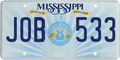 MS license plate JOB533