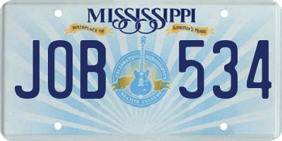 MS license plate JOB534