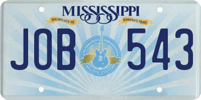 MS license plate JOB543
