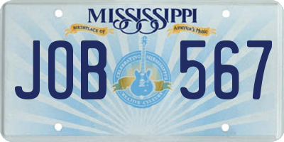 MS license plate JOB567