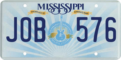 MS license plate JOB576