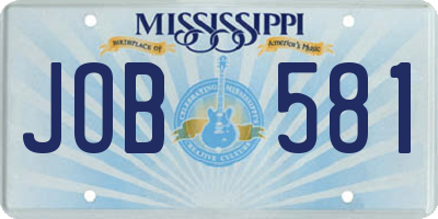 MS license plate JOB581