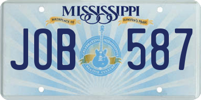 MS license plate JOB587