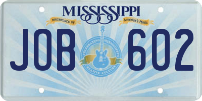 MS license plate JOB602