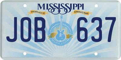 MS license plate JOB637