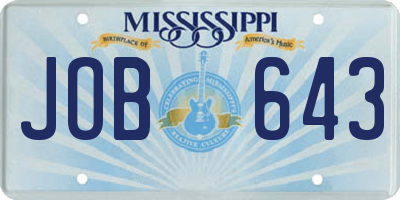 MS license plate JOB643