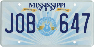 MS license plate JOB647