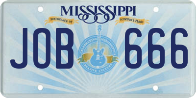 MS license plate JOB666