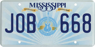 MS license plate JOB668