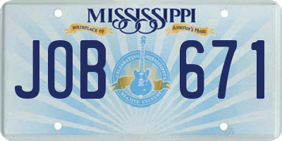 MS license plate JOB671