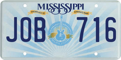 MS license plate JOB716
