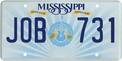 MS license plate JOB731