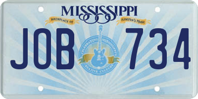 MS license plate JOB734