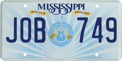 MS license plate JOB749